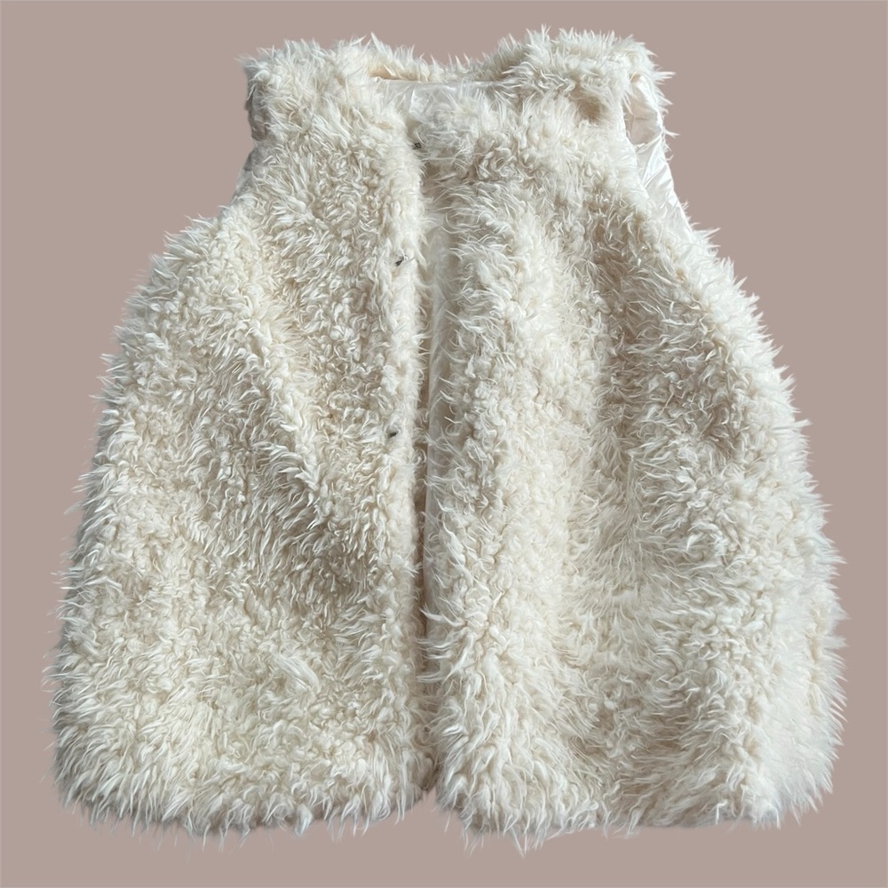 Bobbie Brooks Cream Faux Fur Vest